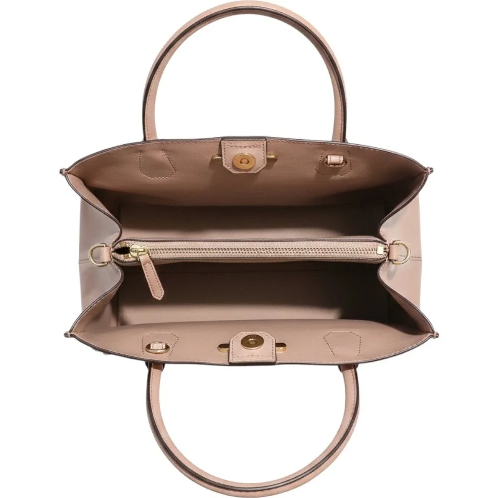 Michael Kors Mercer Gallery Medium Center Zip Tote Pebbled Leather Satchel Nude